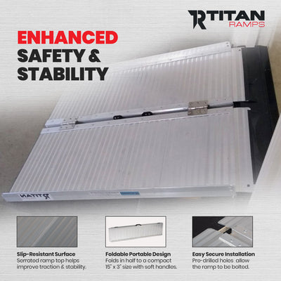 Titan Ramps 3 Foot Single-Fold Aluminum Wheelchair Ramp, 600 Pound Capacity