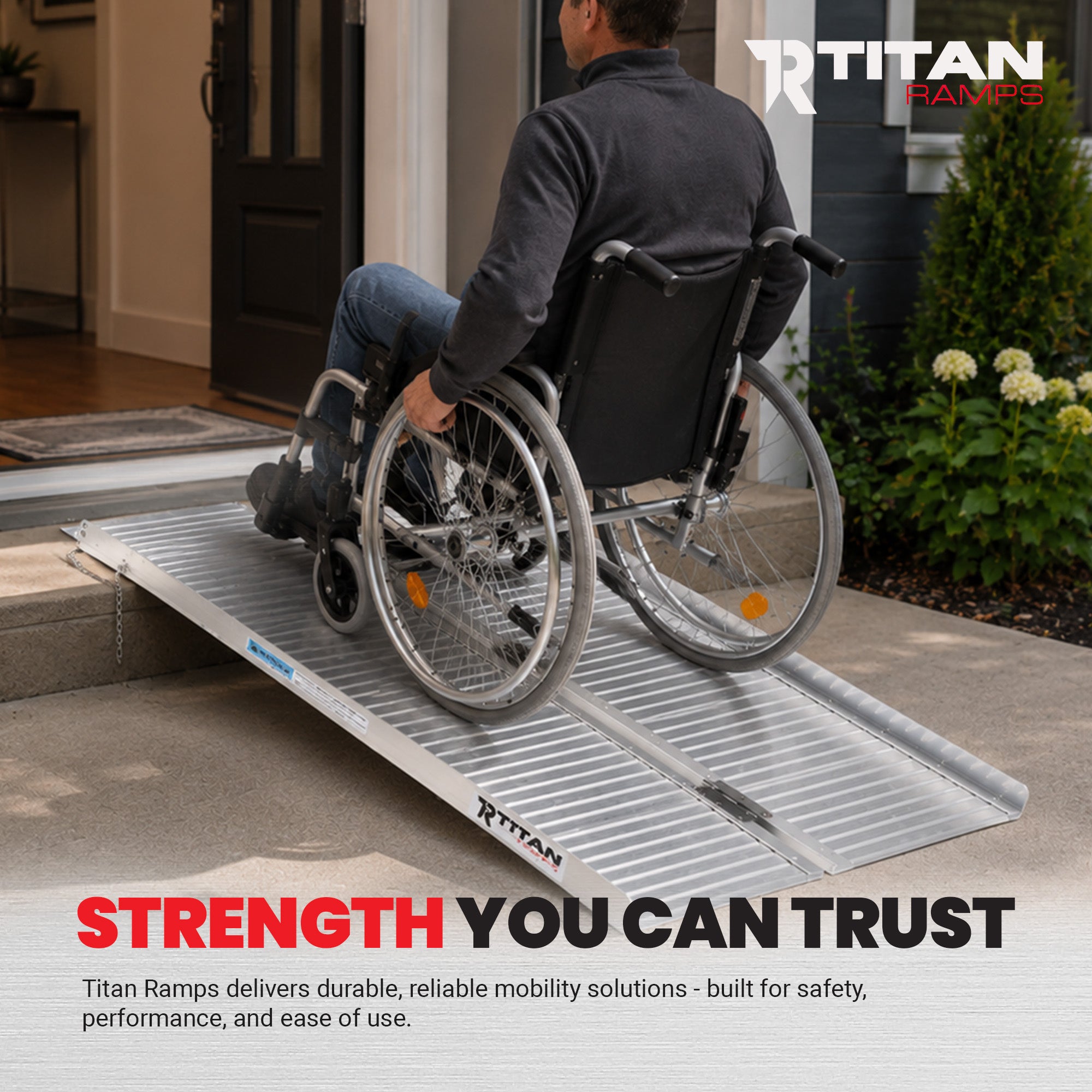 Titan Ramps 3 Foot Single-Fold Aluminum Wheelchair Ramp, 600 Pound Capacity