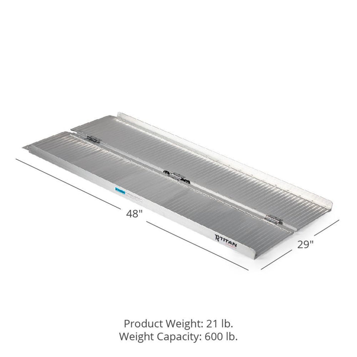 Titan Ramps 4 Foot Single-Fold Aluminum Wheelchair Ramp,600lb Capacity(Open Box)