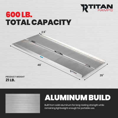 Titan Ramps 4 Foot Single-Fold Aluminum Wheelchair Ramp, 600 Pound Capacity