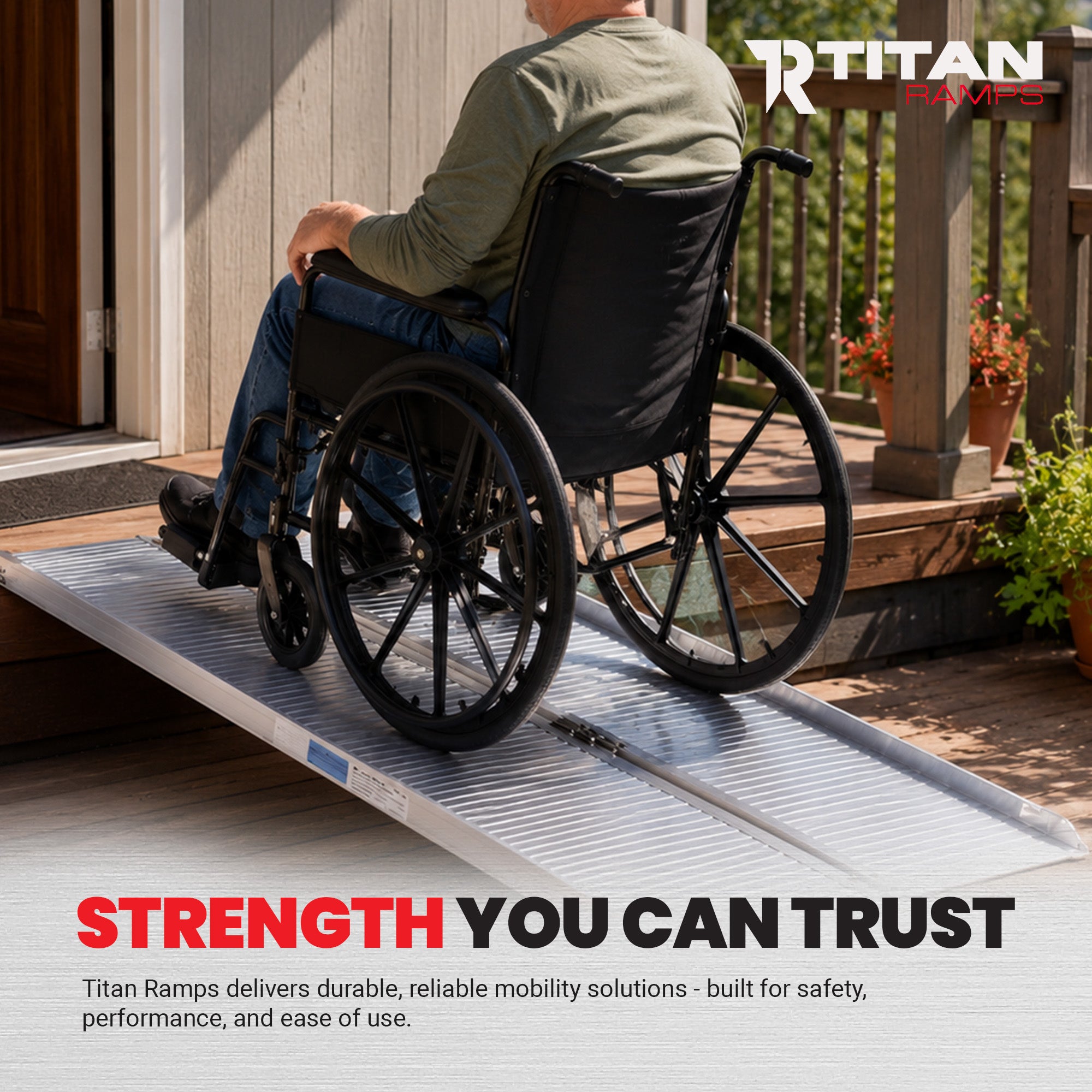 Titan Ramps 4 Foot Single-Fold Aluminum Wheelchair Ramp, 600 Pound Capacity
