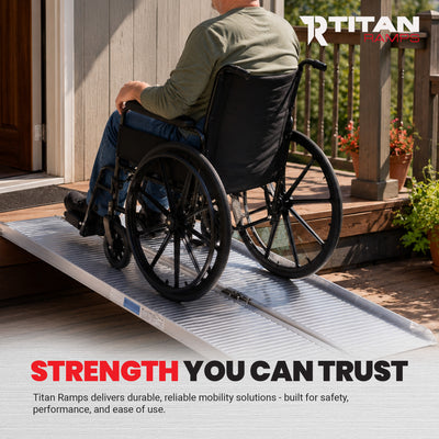 Titan Ramps 4 Foot Single-Fold Aluminum Wheelchair Ramp, 600 Pound Capacity