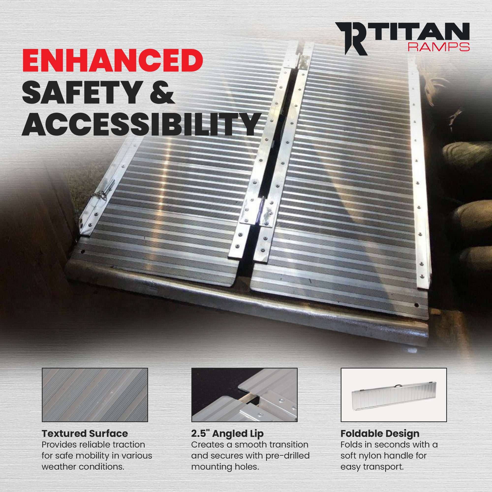 Titan Ramps 6 Foot Single-Fold Aluminum Wheelchair Ramp, 600 Pound Capacity