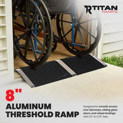 Titan Ramps 8 Inch Aluminum Threshold Ramp for Doorways, or Raised Landings