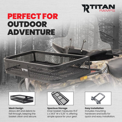 Titan Ramps Universal ATV/UTV Front Cargo Basket Rack with 100 Pound Capacity