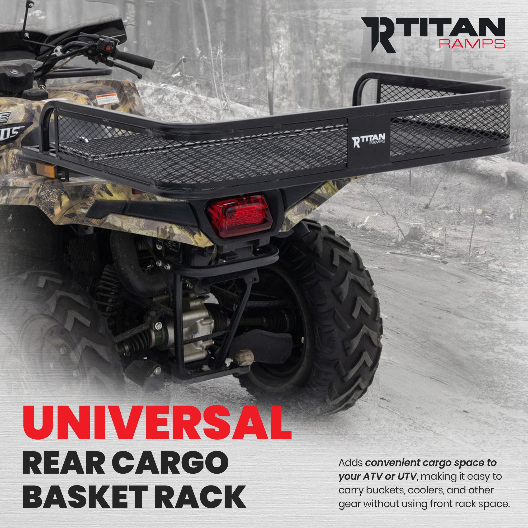 Titan Ramps Universal ATV/UTV Steel Rear Cargo Basket Rack, Up to 100 lb, Black (Used)
