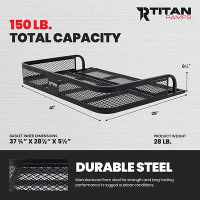 Titan Ramps Universal ATV/UTV Steel Rear Cargo Basket Rack, Up to 100 lb, Black (Used)