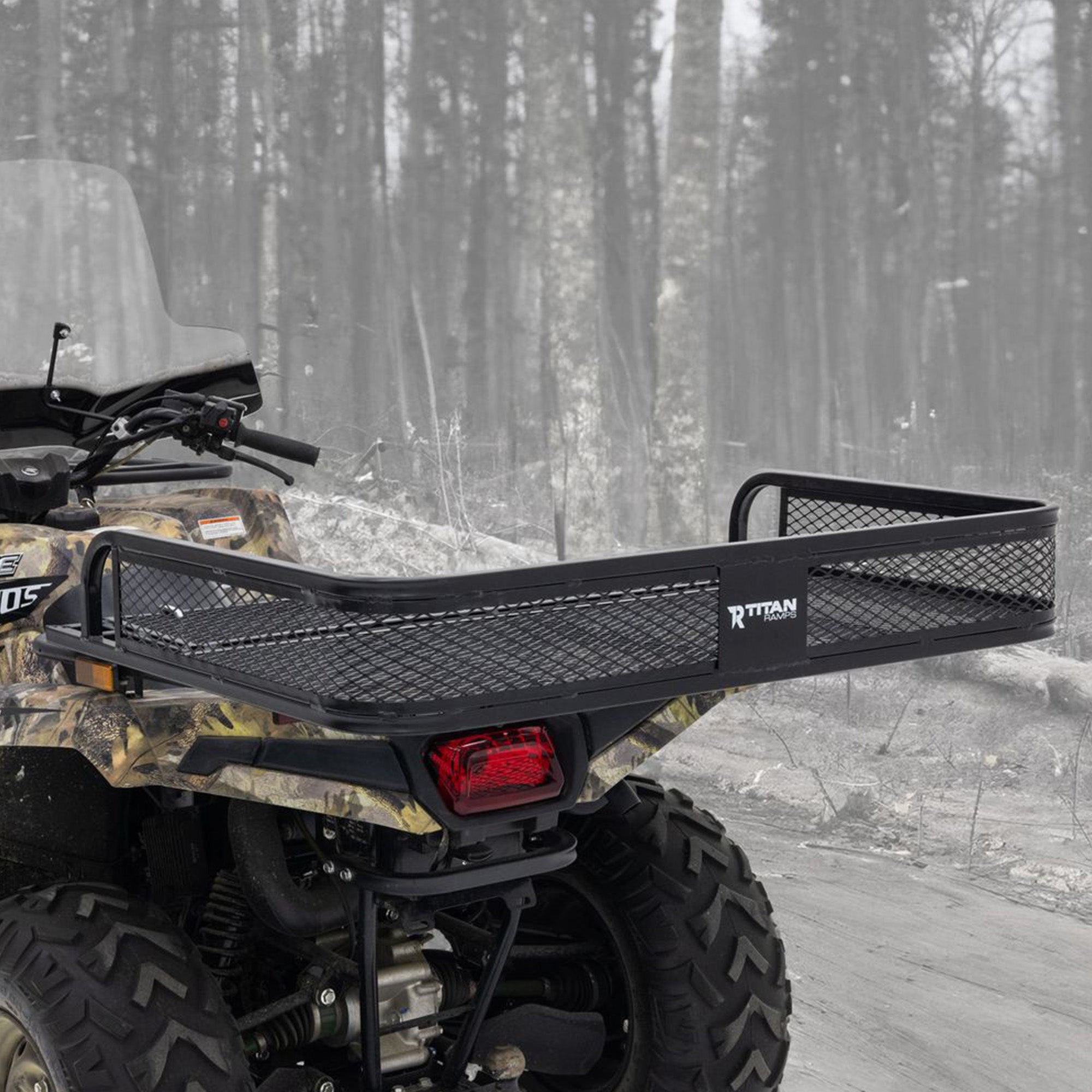 Titan Ramps Universal ATV/UTV Steel Rear Cargo Basket Rack, Up to 100 lb, Black