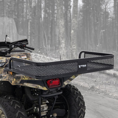 Titan Ramps Universal ATV/UTV Steel Rear Cargo Basket Rack, Up to 100 lb, Black