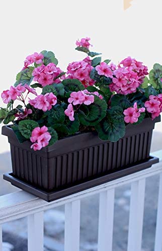 HC Companies 30-Inch Fluted Plastic Venetian Flower Box, Chocolate (Open Box)