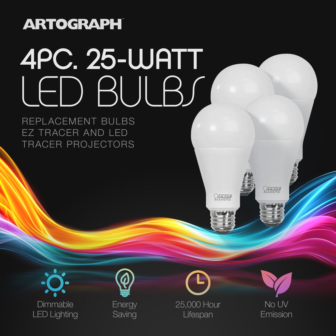Artograph 4 Pack 25W LED Bulbs EZ Tracer LED Tracer Projector, Bulbs Only, White - VMInnovations
