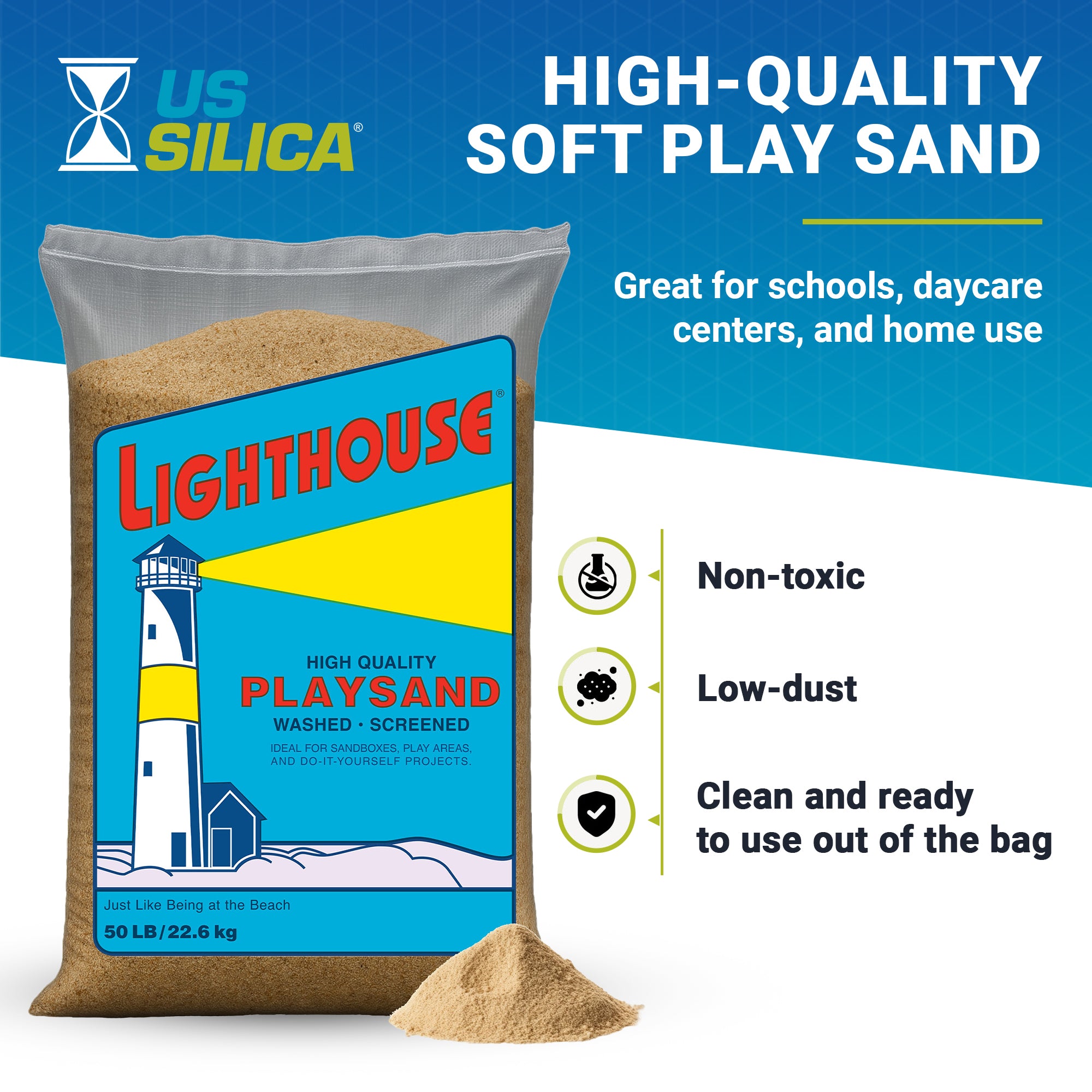 US Silica 63 Pack Lighthouse Comfortable Play Sand for Sand Tables, Beige, 50 Lb - VMInnovations