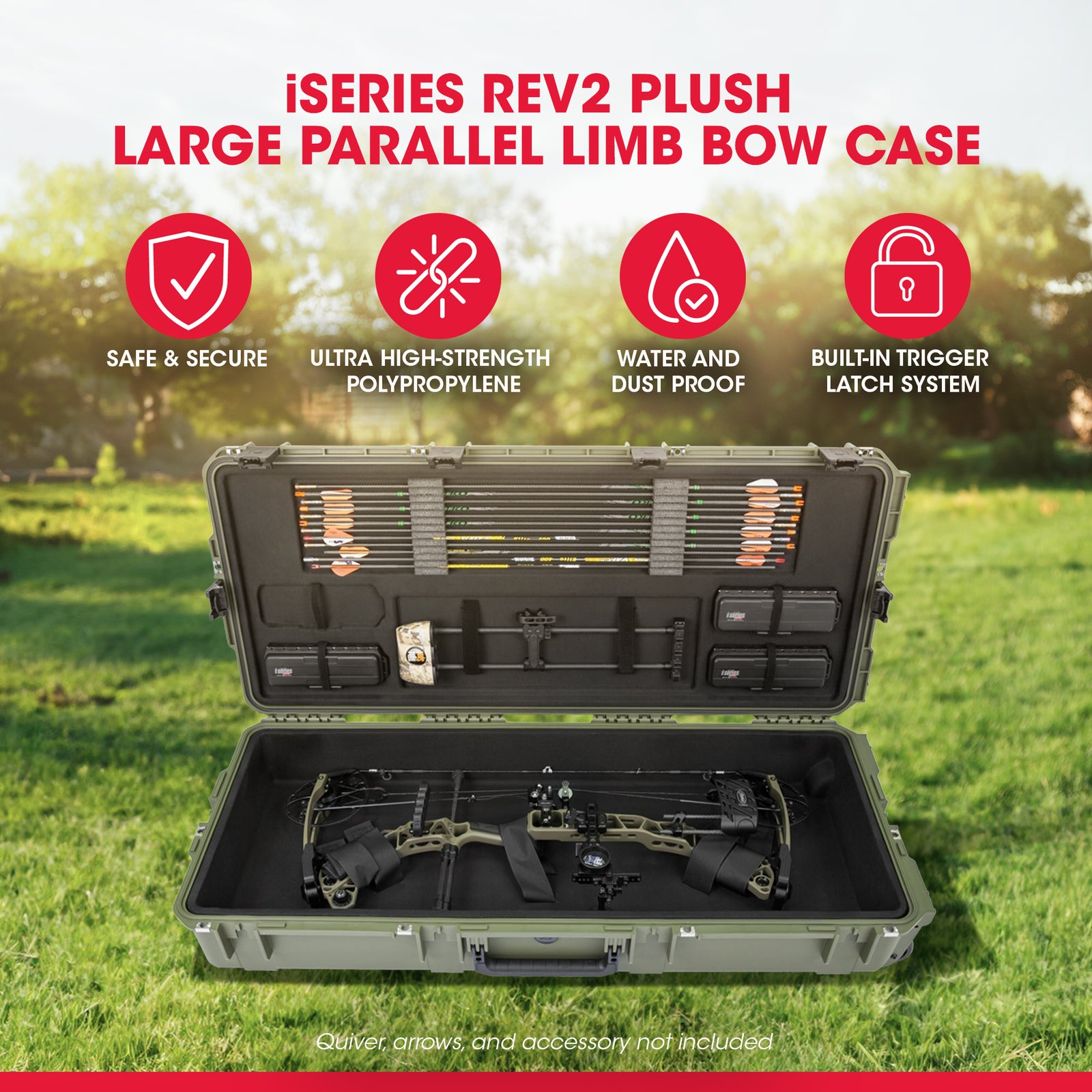 SKB Hard Large Plush Storage Case Archery Bow Parallel Limb REV2 Green(Open Box) - VMInnovations