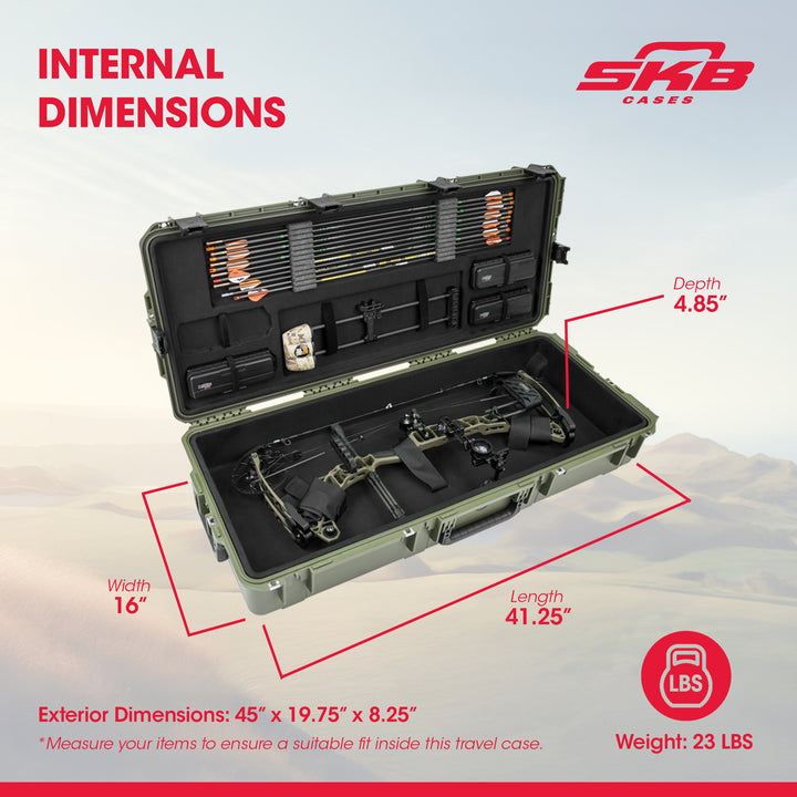 SKB Hard Large Plush Storage Case Archery Bow Parallel Limb REV2 Green(Open Box)