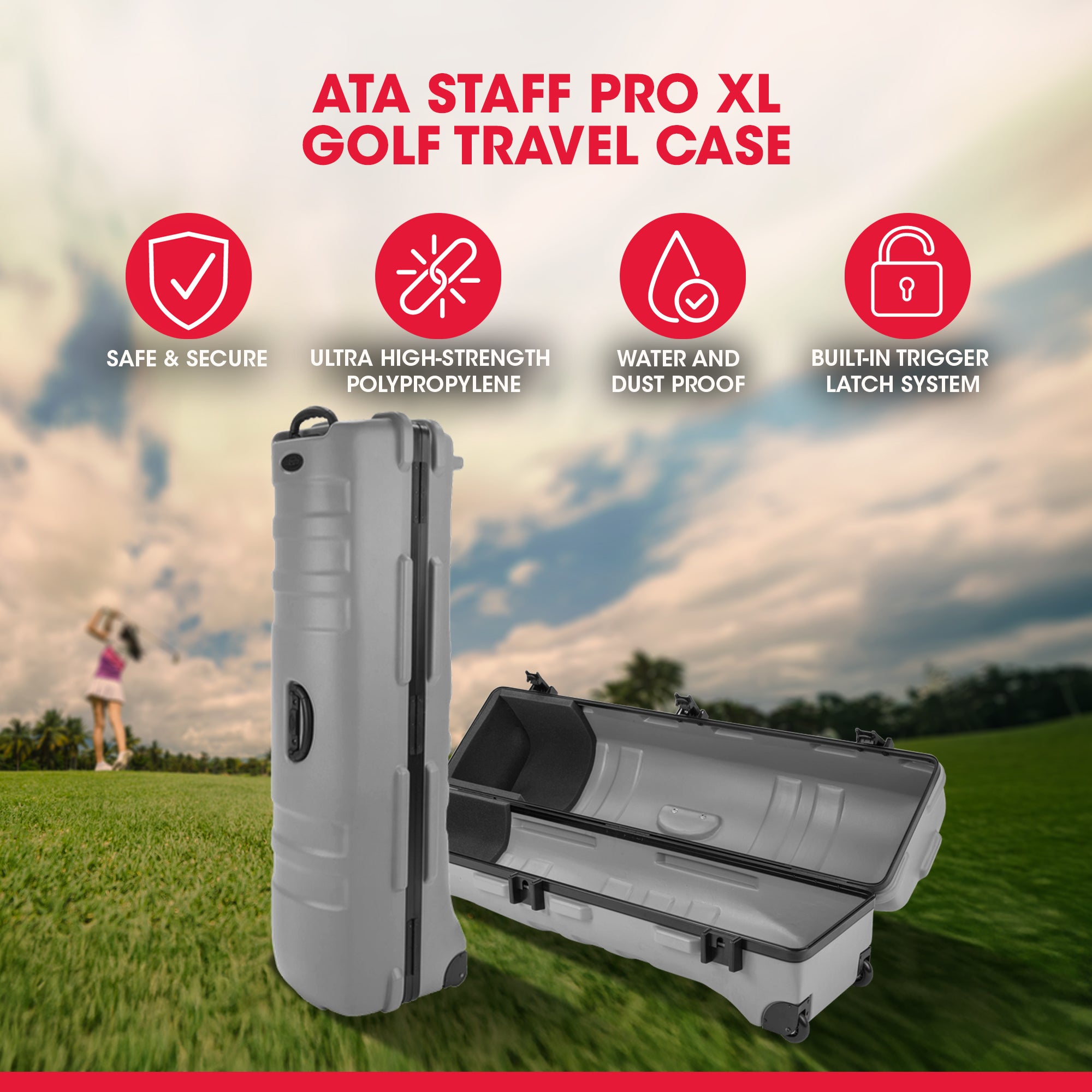 SKB Cases ATA Staff Pro XL Hard Plastic Storage Wheeled Golf Case (Open Box) - VMInnovations