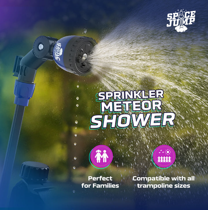 SpaceJump MeteorShower Trampoline Sprinkler Attachment Water Accessory, Black