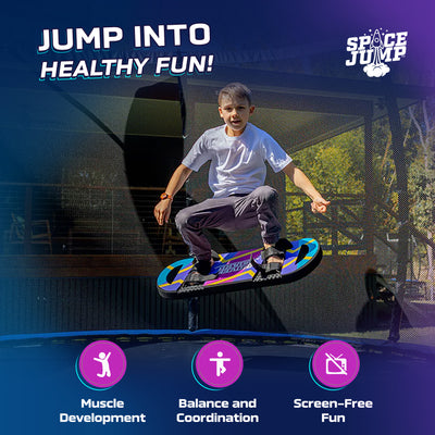 SpaceJump HoverBoard Foam Trampoline Attachment Trick Board, Straps, Multicolor - VMInnovations