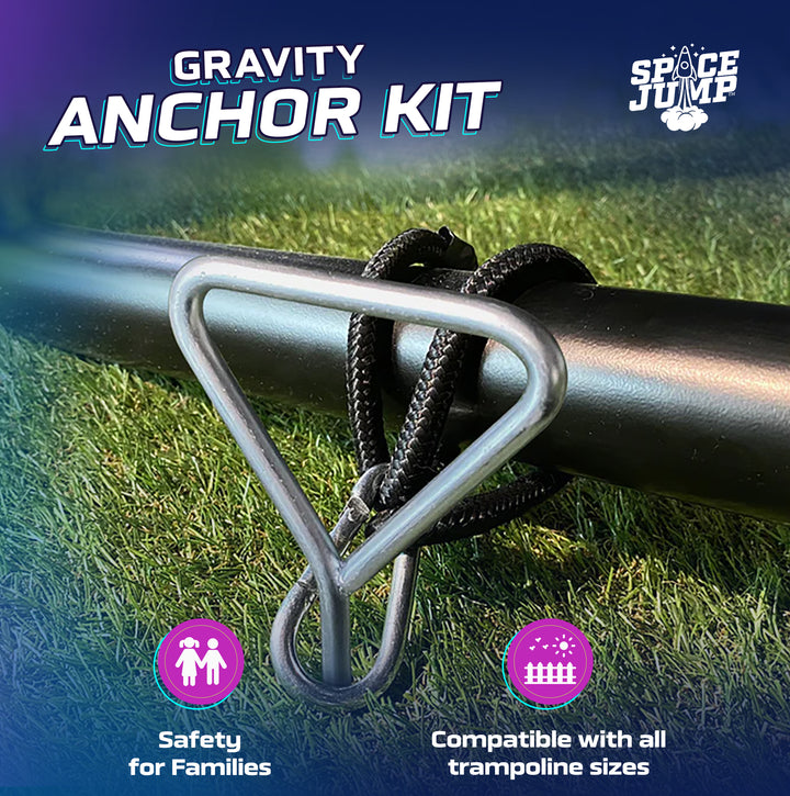 SpaceJump Anchor Kit Heavy Duty Trampoline Stakes Ground Screws Tie Down, Silver