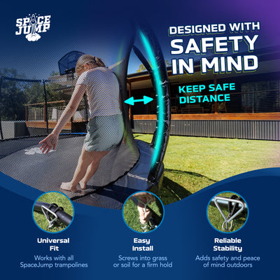 SpaceJump Anchor Kit Heavy Duty Trampoline Stakes Ground Screws Tie Down, Silver - VMInnovations