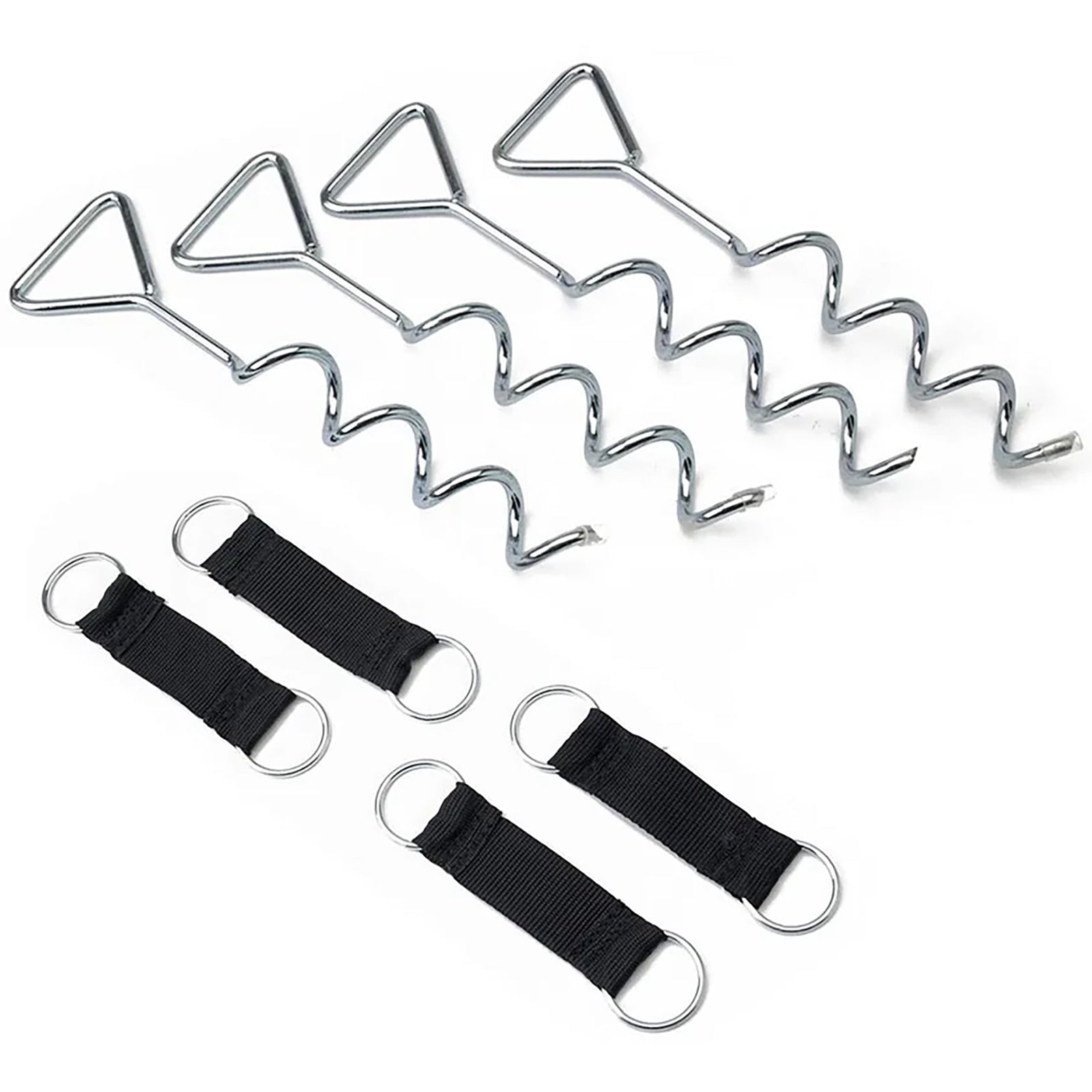 SpaceJump Anchor Kit Heavy Duty Trampoline Stakes Ground Screws Tie Down, Silver - VMInnovations