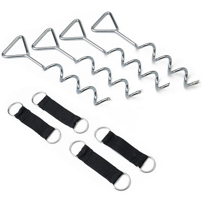 SpaceJump Anchor Kit Heavy Duty Trampoline Stakes Ground Screws Tie Down, Silver - VMInnovations