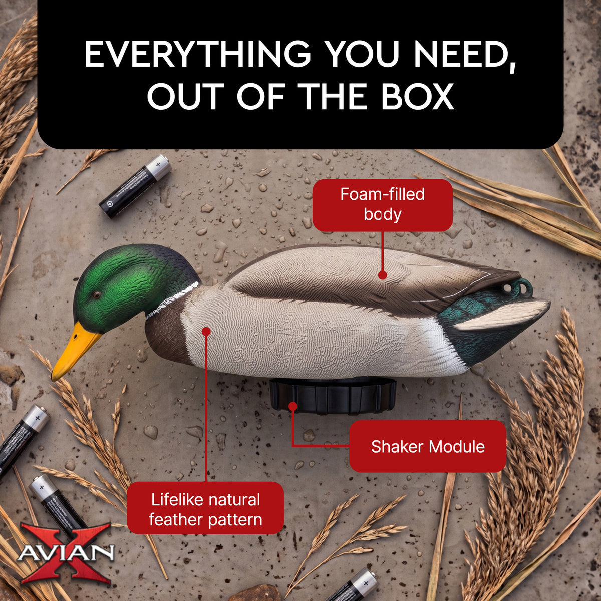 Avian-X Power Shaker Mallard Drake Motion Duck Decoy Floating Surface Feeder