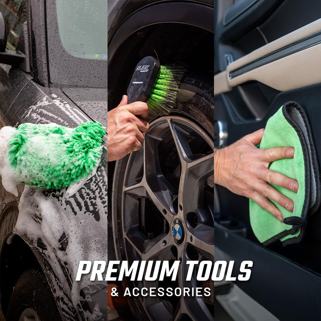 Slick Products 13-Piece Car Wash Cleaning and Detailing Kit, Towel & Scrub Brush