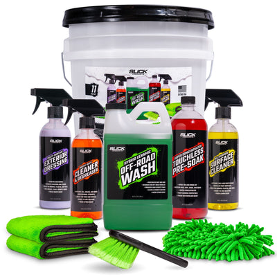 Slick Products 11-Piece Off-Road Car Wash and Detailing Kit, Towel & Scrub Brush - VMInnovations