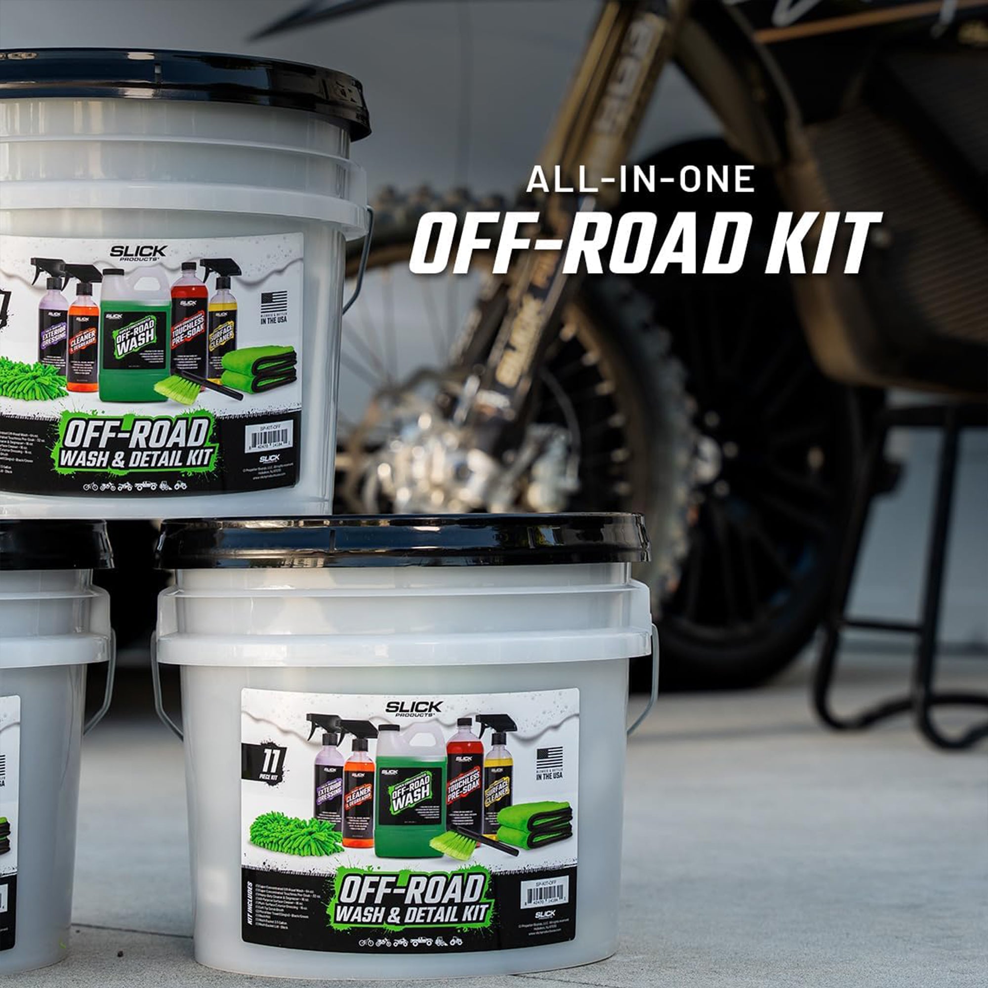 Slick Products 11-Piece Off-Road Car Wash and Detailing Kit, Towel & Scrub Brush - VMInnovations