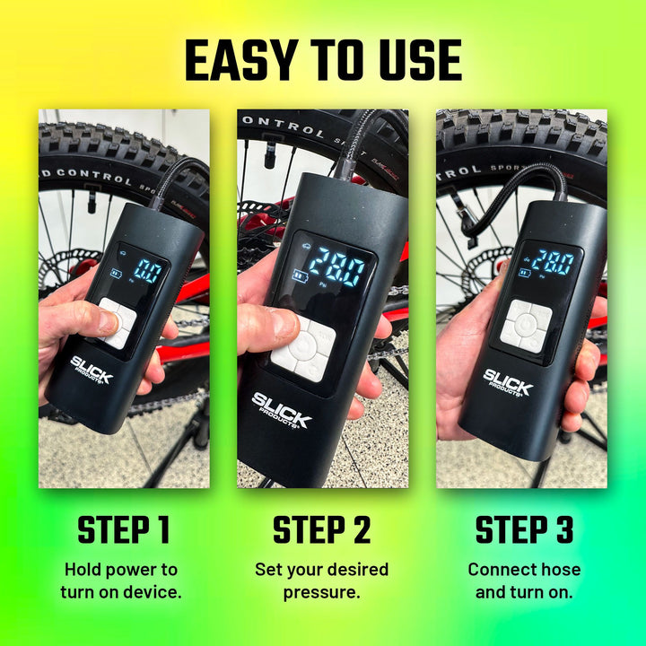 Slick Products Cordless Digital Air Inflator, Portable Tire Pump and Power Bank