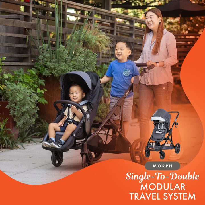 Baby Trend Morph Single to Double Modular System & Car Seat, Dash Grey(Open Box)