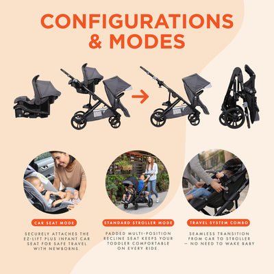 Baby Trend Morph Single to Double Modular Travel System and Car Seat (Open Box) - VMInnovations