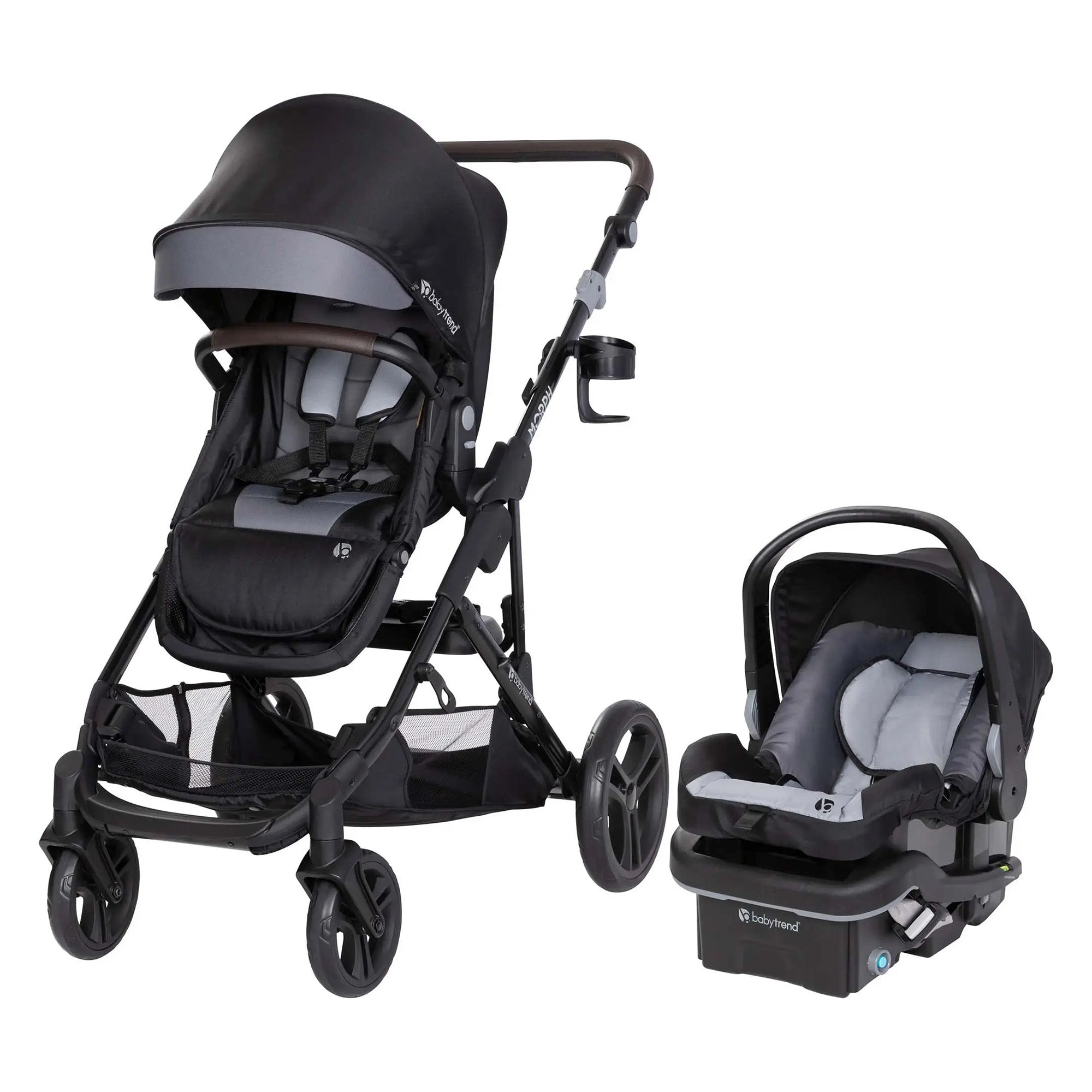 Baby Trend Morph Single to Double Modular Travel System and Car Seat, Dash Black - VMInnovations