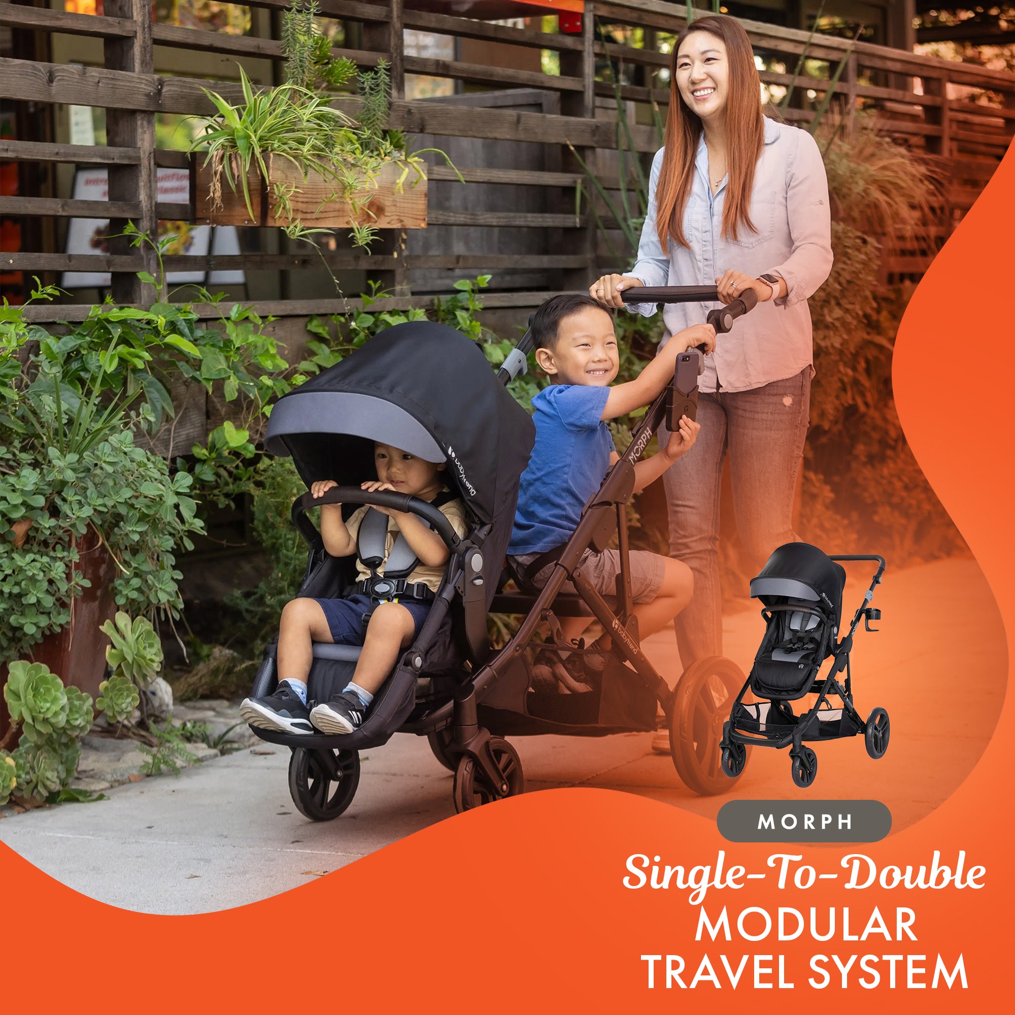 Baby Trend Morph Single to Double Modular Travel System and Car Seat, Dash Black - VMInnovations