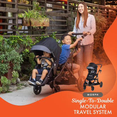 Baby Trend Morph Single to Double Modular Travel System and Car Seat, Dash Black - VMInnovations