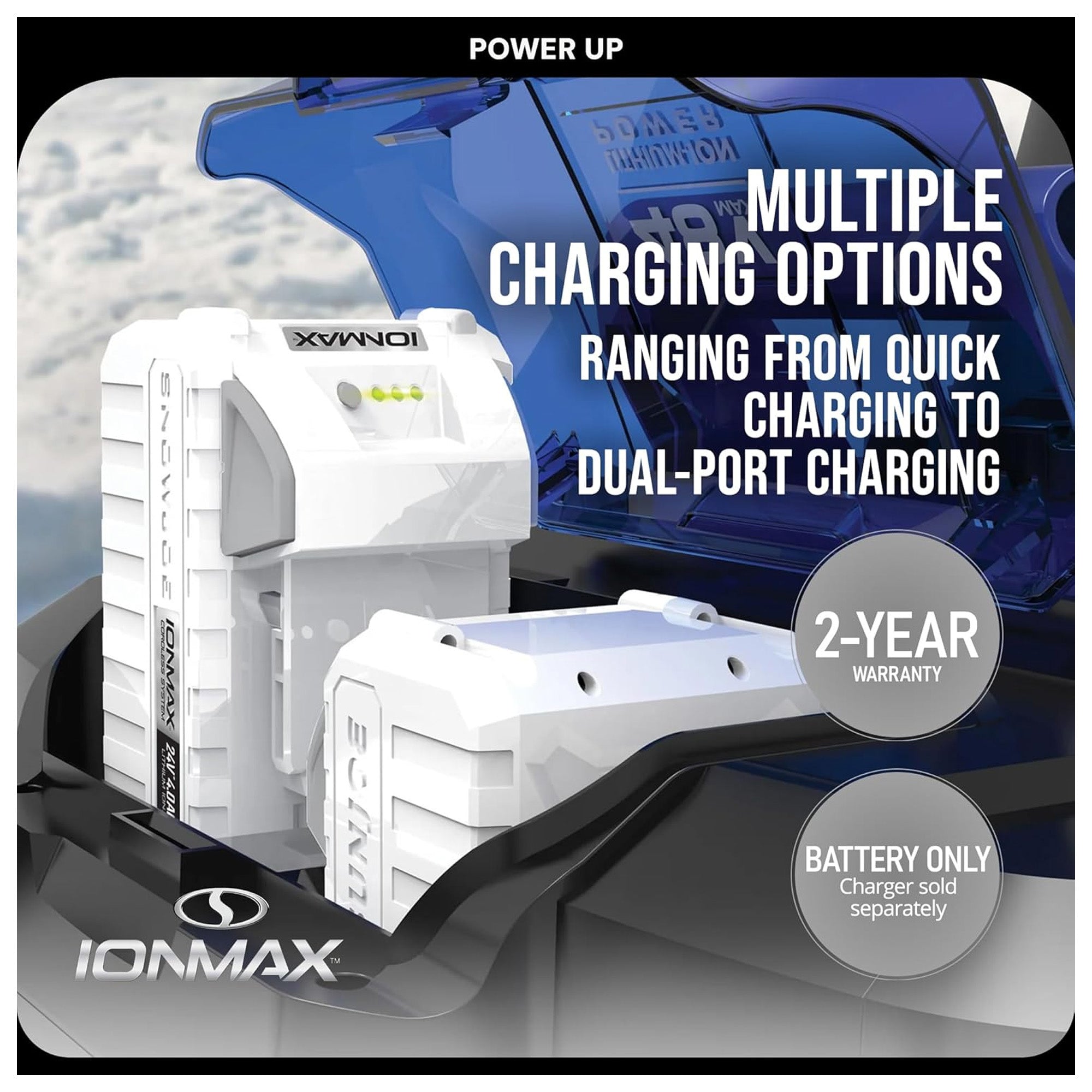 Snow Joe Dual-Port Quick Charger & Rechargeable EcoSharp Pro Lithium-Ion Battery