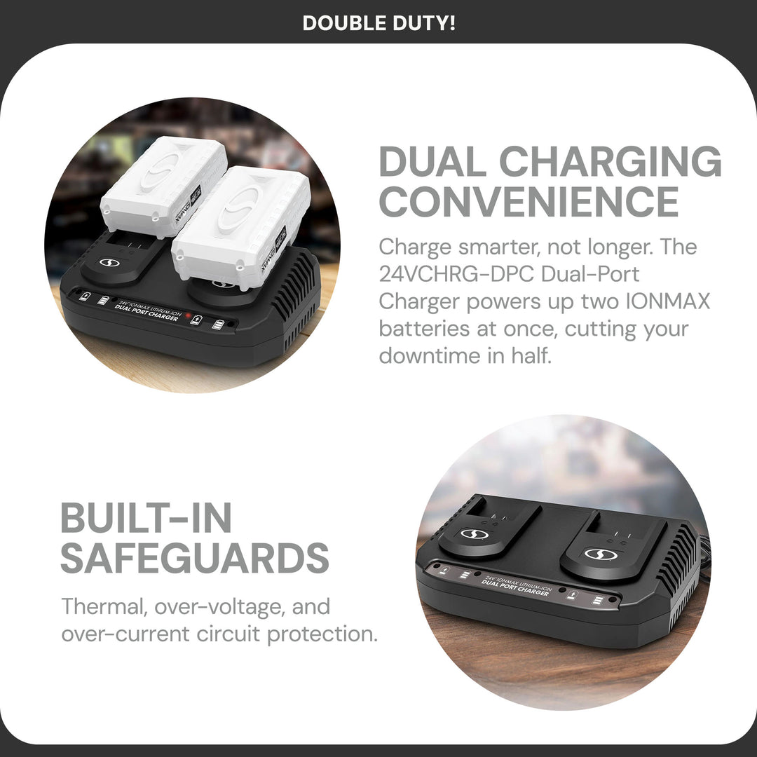 Snow Joe 24 Volt IONMAX Dual Port Quick Charge Docking Station Charger(Open Box)