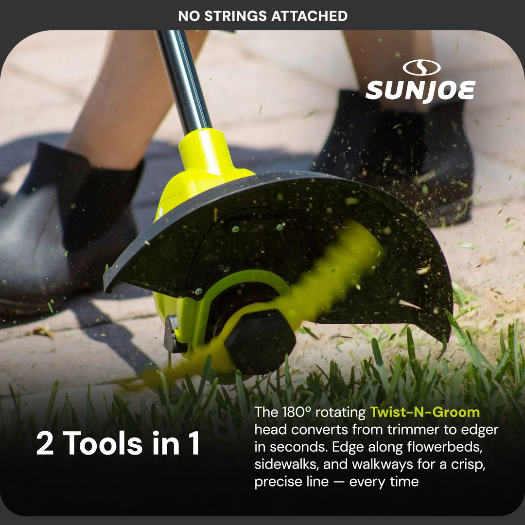 Sun Joe 10” Stringless Lawn Trimmer Charger SharperBlade, Green, 24V-SB10-LTE