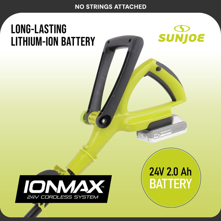 Sun Joe 10” Stringless Lawn Trimmer Charger SharperBlade, Green, 24V-SB10-LTE