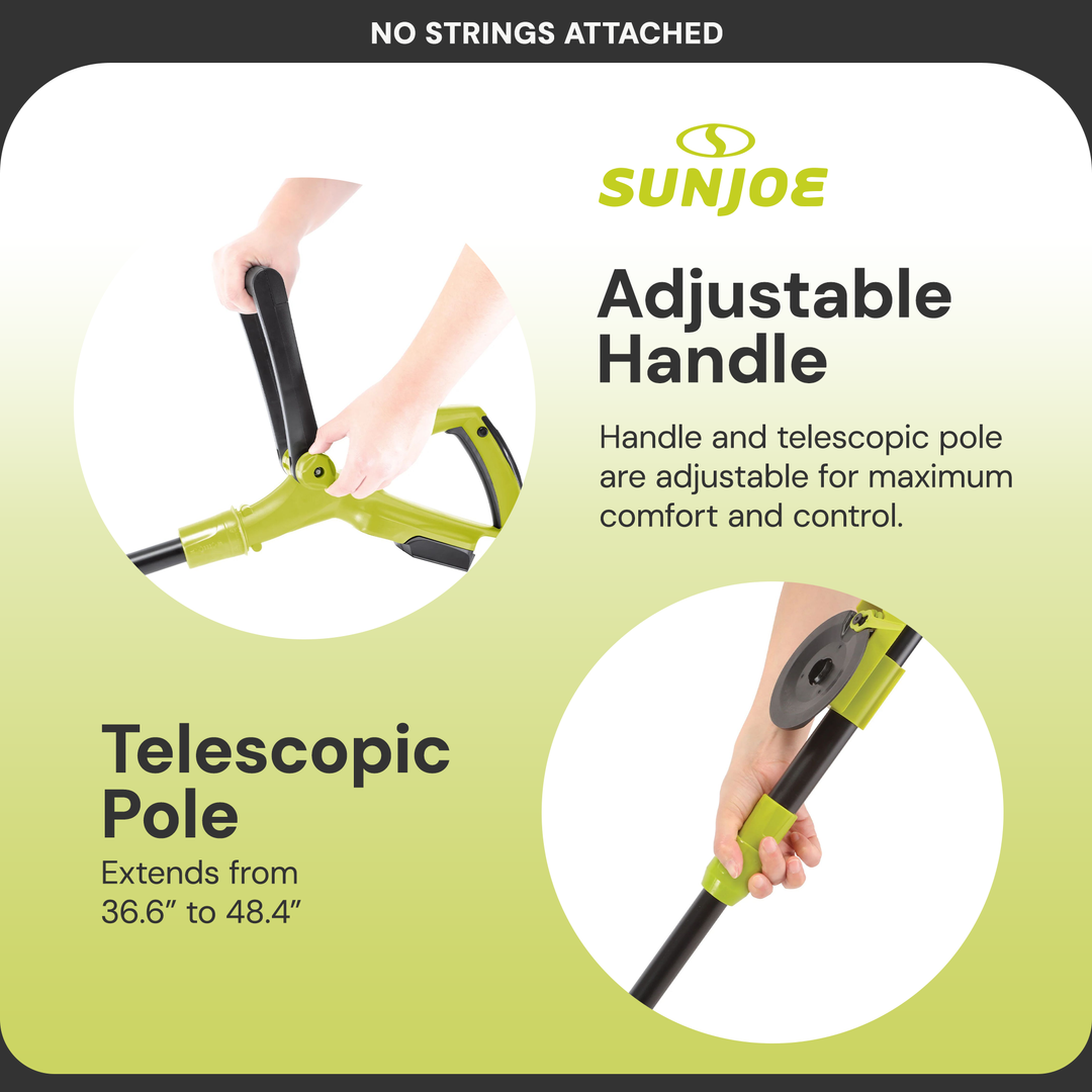 Sun Joe 10” Stringless Lawn Trimmer Charger SharperBlade, Green (For Parts)