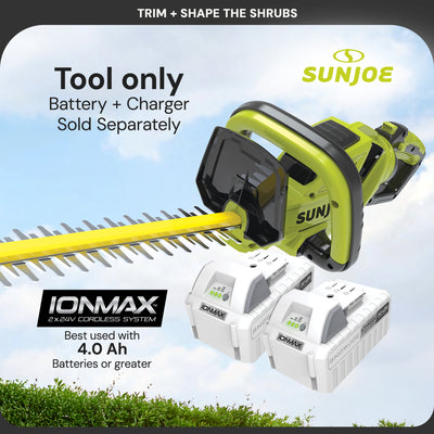 Sun Joe Cordless Hedge Trimmer Tool. 24" Portable Tree Trimmer, 24V-X2-24HT-CT - VMInnovations