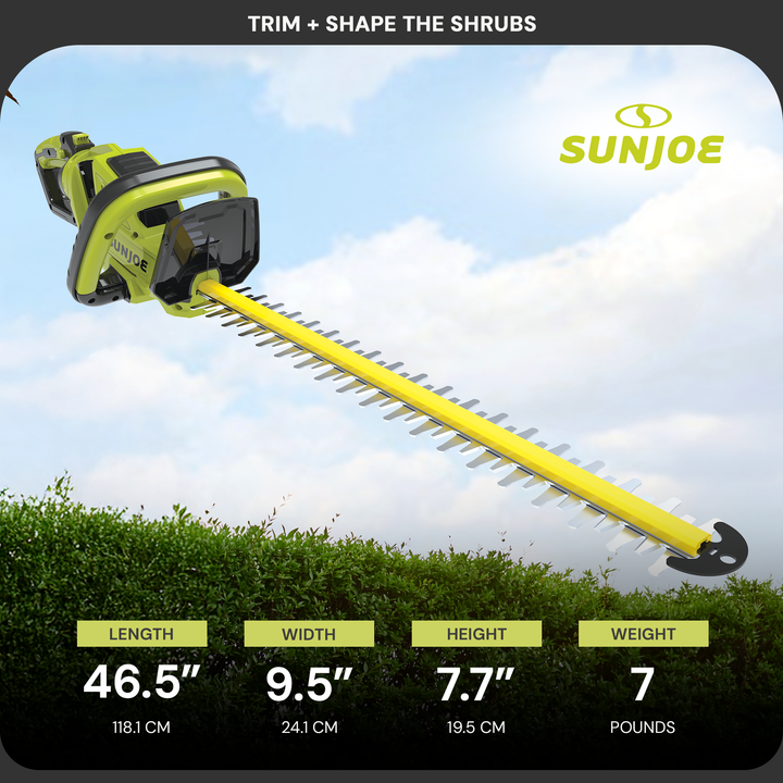 Sun Joe Cordless Hedge Trimmer Tool. 24" Portable Tree Trimmer, 24V-X2-24HT-CT