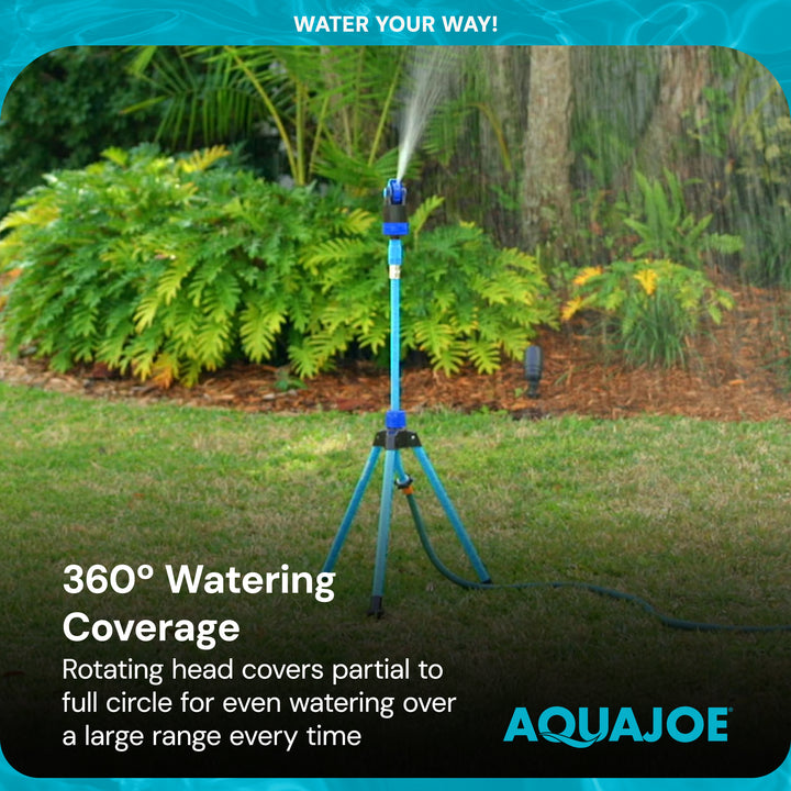 Aqua Joe Telescoping Sprinkler and Mister with Metal Tripod Base and Flow Valve - VMInnovations