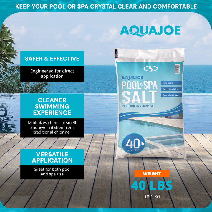 Aqua Joe 40 Pound Fast Dissolving Pool Spa Salt for Chlorine Generators, AJ-PS40