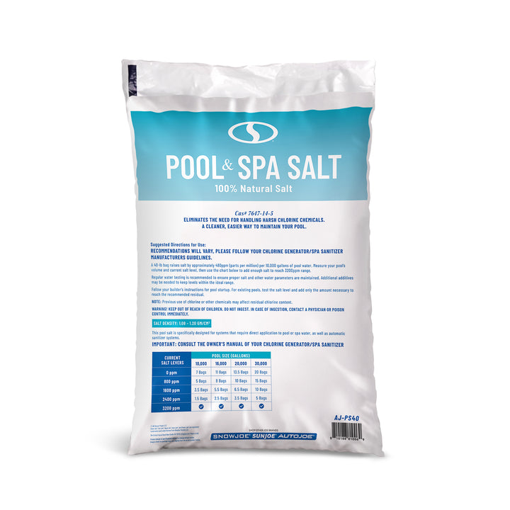 Aqua Joe 5 Pack 40 Lb Fast Dissolving Pool Spa Salt Chlorine Generators, AJ-PS40