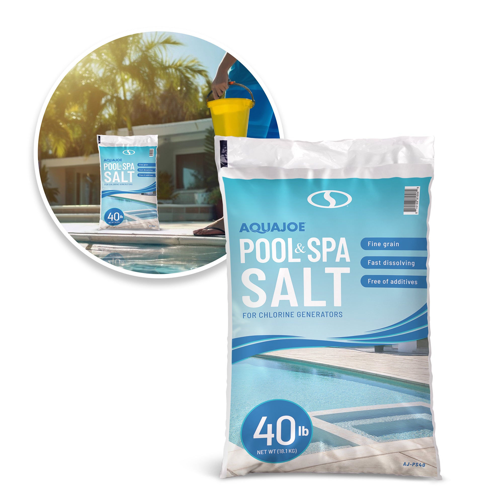 Aqua Joe 70 Pack 40Lb Fast Dissolving Pool Spa Salt Chlorine Generators AJ-PS40