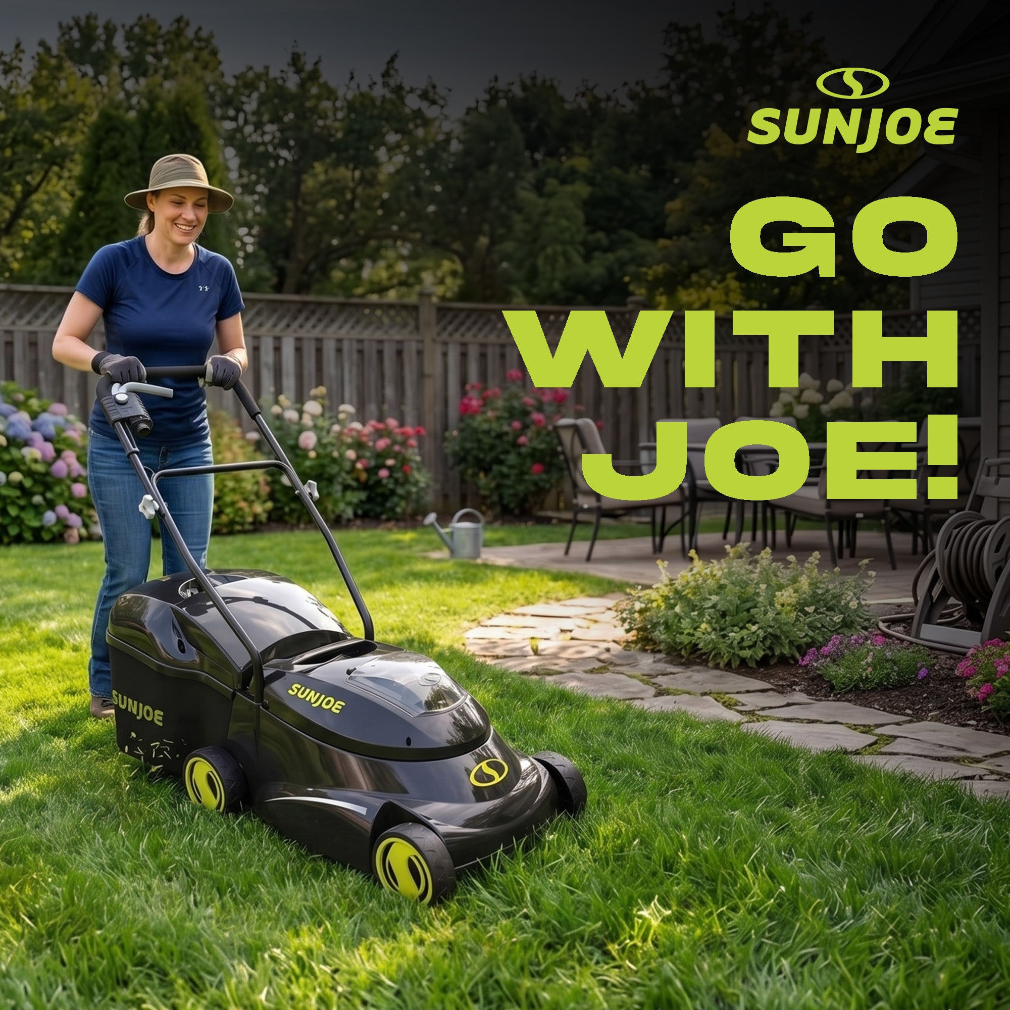 Sun Joe Cordless, Brushless Lawn Mower Kit, Rear Grass Bag, Green, MJ24C-14-XR