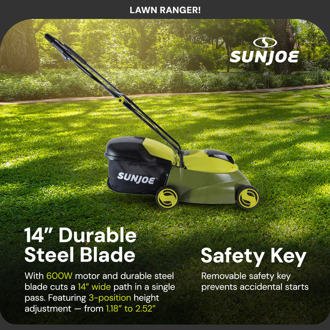 Sun Joe Cordless, Brushless Lawn Mower Kit, Rear Grass Bag, Green (Open Box)