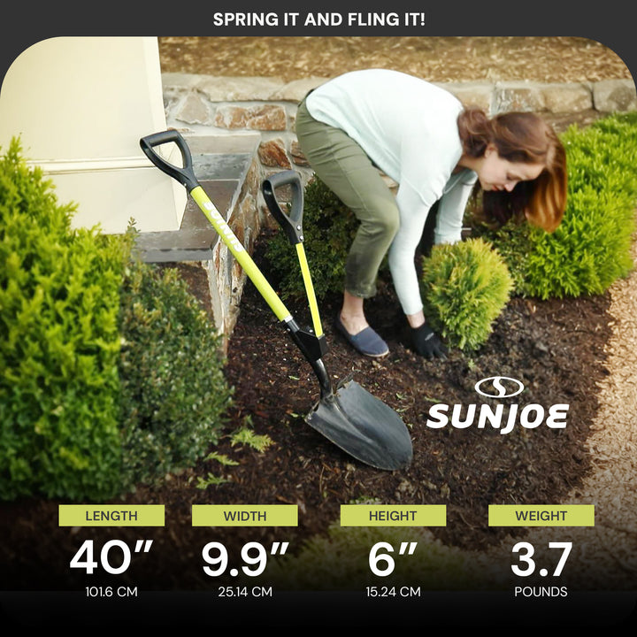 Sun Joe 9“ Digging Shovel, Assist Handle, Shovelution, Black/Green, SJ-SHLV07