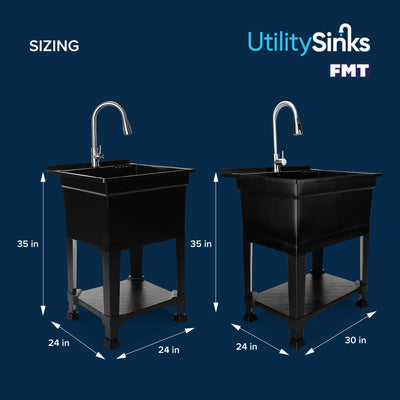 Utility Sink Heavy Duty Freestanding Utility Tub Sink, 30 x 24 Inches (Open Box) - VMInnovations